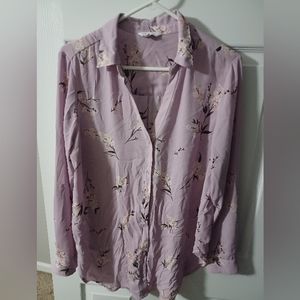 Ships FREE Candies Pink flower button up collared dress shirt XL